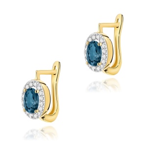 Kolczyki K0574 Topaz London Blue 2 x 0,50ct żółte złoto