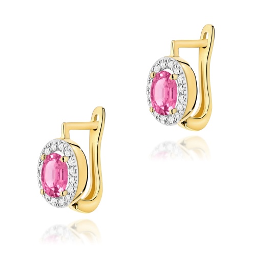 Fülbevaló K0574 Rózsaszín topáz 2 x 0,50ct Sárga arany