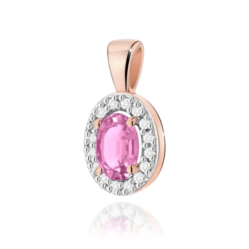 Pendentif Z0574 Saphir rose 0,45ct Or rose