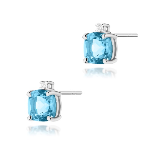Boucles d’oreilles K0573 Topaze  Swiss 2 x 1,10ct Or blanc