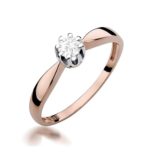 Pierścionek W0228 Diament Laboratoryjny 0,20ct różowe złoto