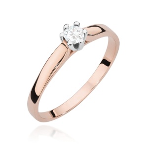 Pierścionek W0222 Diament Laboratoryjny 0,15ct różowe złoto