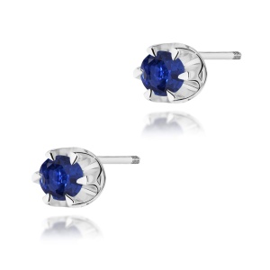 Kolczyki K0032 Szafir 2 x 0,15ct białe złoto sztyft zakręcany