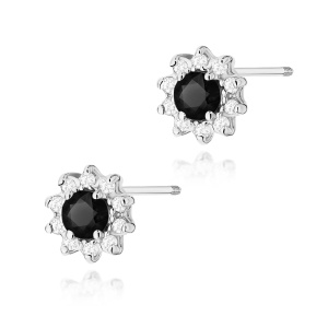 Kolczyki K0185 Czarny Diament 2 x 0,12ct białe złoto sztyft zakręcany