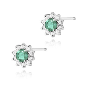 Kolczyki K0185 Szmaragd 2 x 0,15ct białe złoto sztyft zakręcany