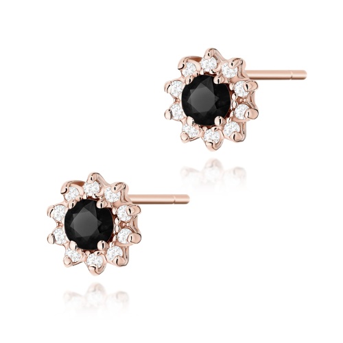 Cercei K0185 negru Diamant 2 x 0,12ct AUR ROZ