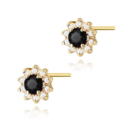 Boucles d’oreilles K0185 Diamant noir 2 x 0,12ct Or jaune