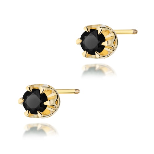 Boucles d’oreilles K0032 Diamant noir 2 x 0,12ct Or jaune Clou vissé