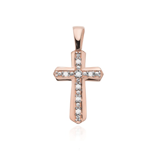 Croix D0005 avec diamants Or rose