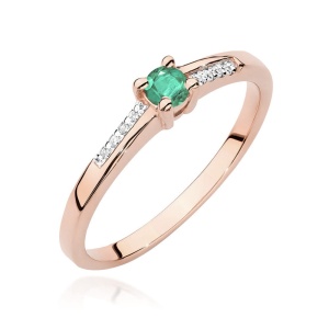 Pierścionek W0258 Szmaragd 0,15ct różowe złoto