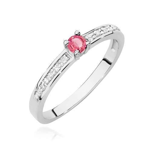 Gyűrű W0288 Rózsaszín topáz 0,15ct Fehér arany