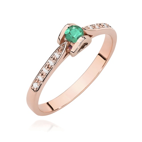 Pierścionek W0435 Szmaragd 0,15ct różowe złoto