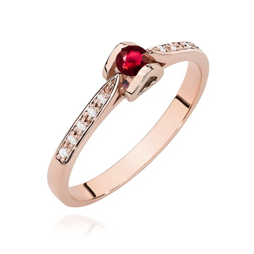 Pierścionek W0435 Rubin 0,15ct różowe złoto