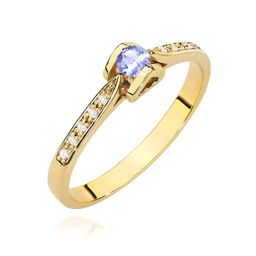 Pierścionek W0435 Tanzanit 0,15ct żółte złoto