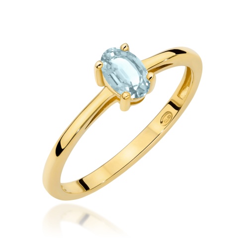 Pierścionek W0685 Akwamaryn 0,35ct żółte złoto