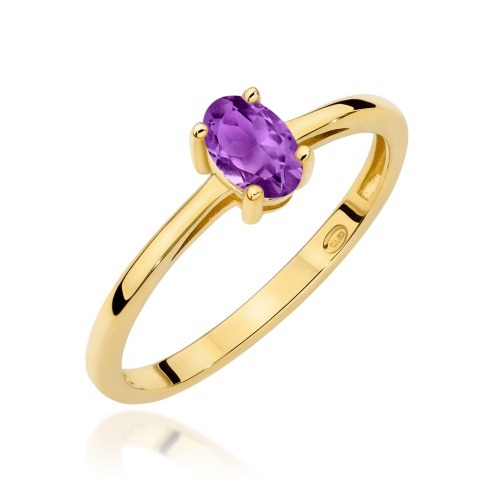 Pierścionek W0685 Ametyst 0,40ct żółte złoto