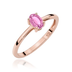 Pierścionek W0685 Szafir Różowy 0,45ct różowe złoto