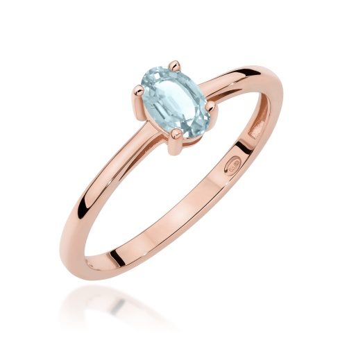 Pierścionek W0685 Akwamaryn 0,35ct różowe złoto