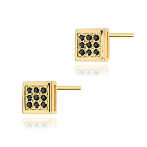 Boucles d’oreilles K0036 avec diamants noirs Or jaune