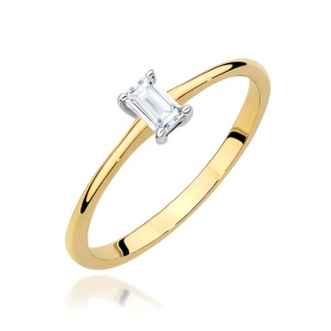 Pierścionek W0592 Diament 0,15ct żółte złoto