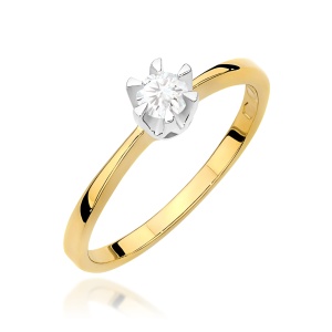 Pierścionek W0111 Diament 0,20ct żółte złoto