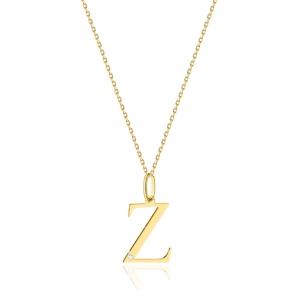 Naszyjnik N0069 z diamentami - litera Z - żółte złoto