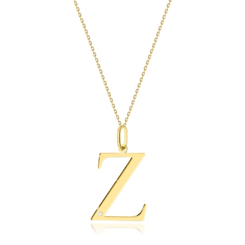 Naszyjnik N0070 z diamentami - litera Z - żółte złoto