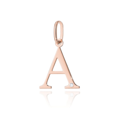 Pendentif Z0069 Diamant 0,005ct - Lettre A - Or rose