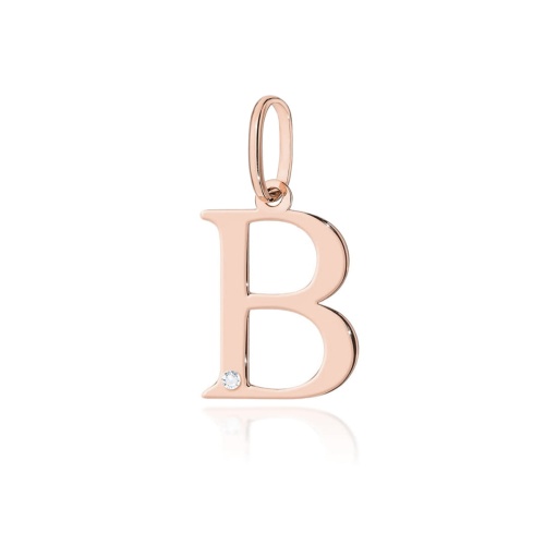 Pendentif Z0069 Diamant 0,005ct - Lettre B - Or rose