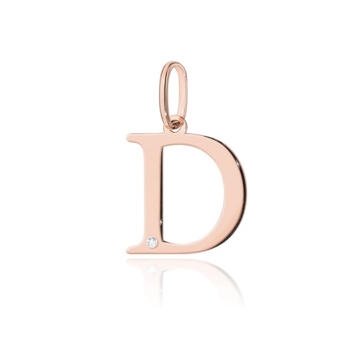 Pendentif Z0069 Diamant 0,005ct - Lettre D - Or rose