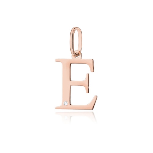 Pendentif Z0069 Diamant 0,005ct - Lettre E - Or rose