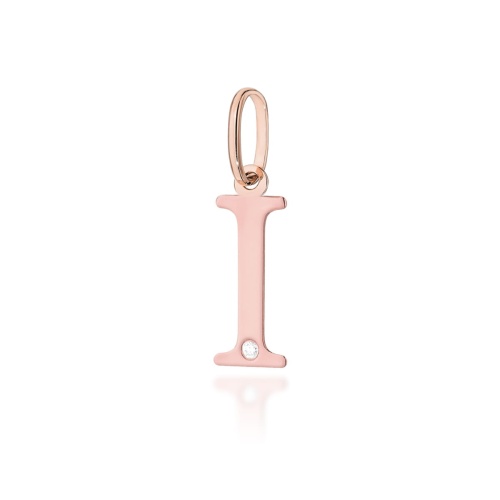 Pendentif Z0069 Diamant 0,005ct - Lettre I - Or rose