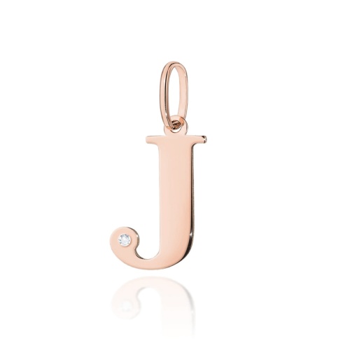 Pendentif Z0069 Diamant 0,005ct - Lettre J - Or rose