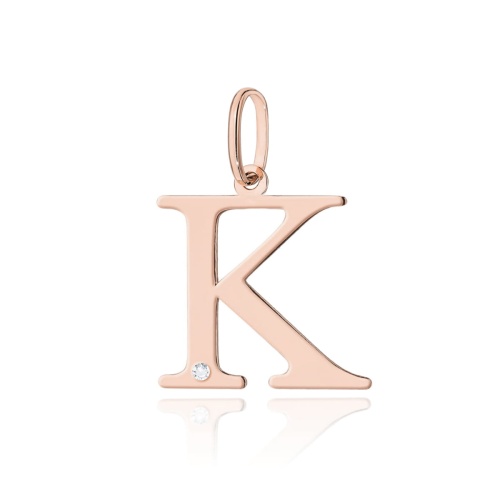 Pendentif Z0069 Diamant 0,005ct - Lettre K - Or rose