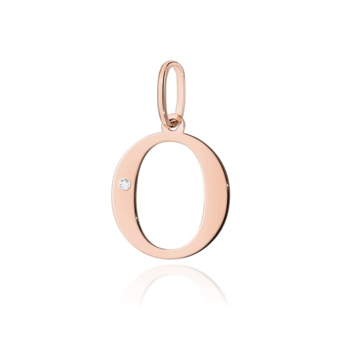 Pendentif Z0069 Diamant 0,005ct - Lettre O - Or rose