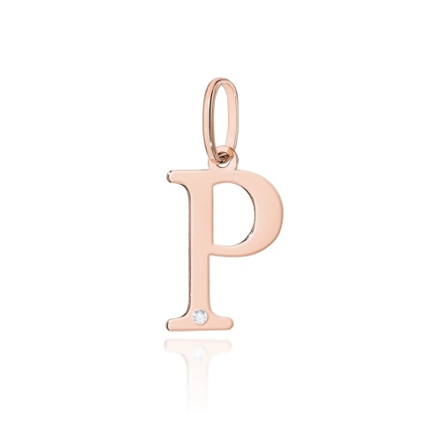 Pendentif Z0069 Diamant 0,005ct - Lettre P - Or rose