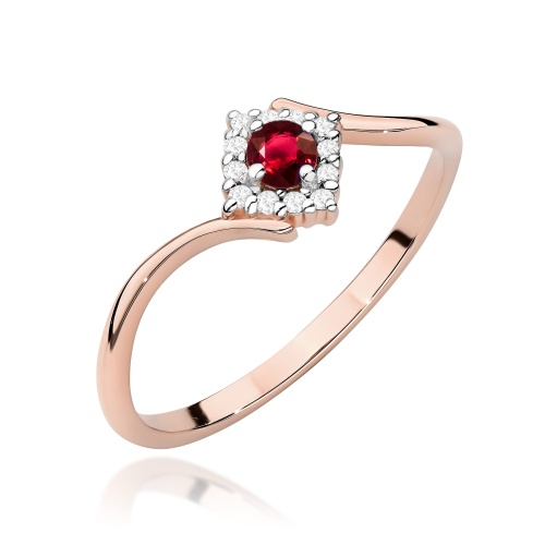 Bague W0702 Rubis 0,15ct Or rose