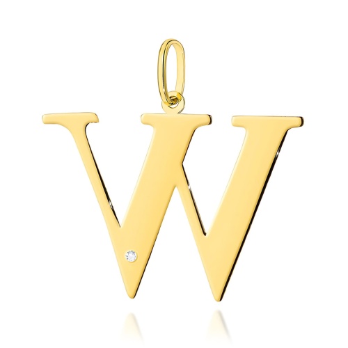 Pendentif Z0070 Diamant 0,005ct - Lettre W - Or jaune