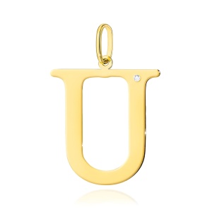 Zawieszka Z0070 Diament 0,005ct - litera U - żółte złoto