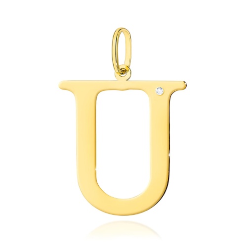 Pendentif Z0070 Diamant 0,005ct - Lettre U - Or jaune