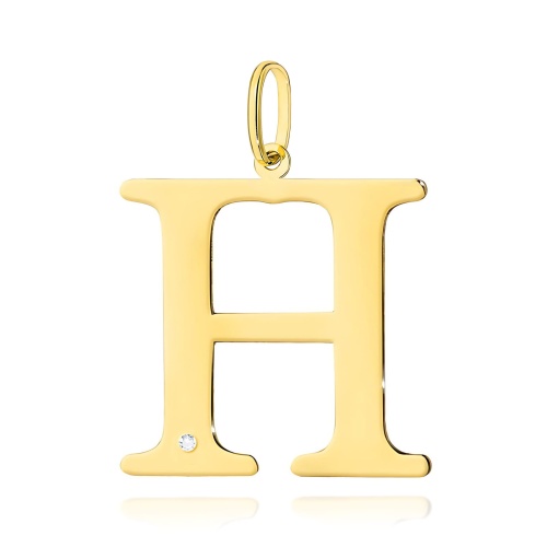 Pendentif Z0070 Diamant 0,005ct - Lettre H - Or jaune