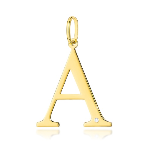 Pendentif Z0070 Diamant 0,005ct - Lettre A - Or jaune