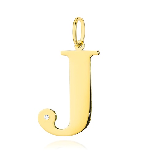 Pendentif Z0070 Diamant 0,005ct - Lettre J - Or jaune