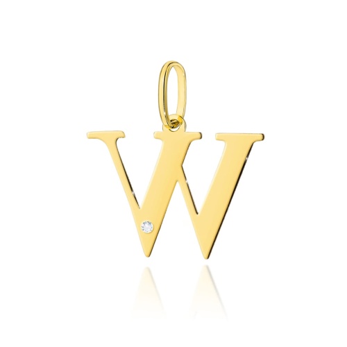 Pendentif Z0069 Diamant 0,005ct - Lettre W - Or jaune