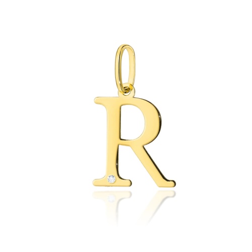 Pendentif Z0069 Diamant 0,005ct - Lettre R - Or jaune