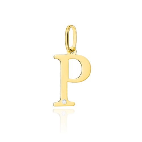 Pendentif Z0069 Diamant 0,005ct - Lettre P - Or jaune