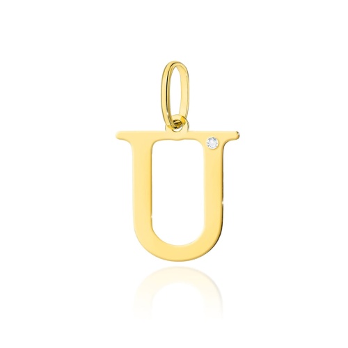 Pendentif Z0069 Diamant 0,005ct - Lettre U - Or jaune