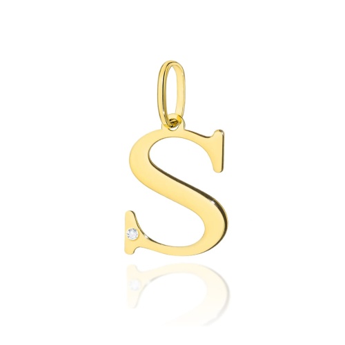 Pendentif Z0069 Diamant 0,005ct - Lettre S - Or jaune