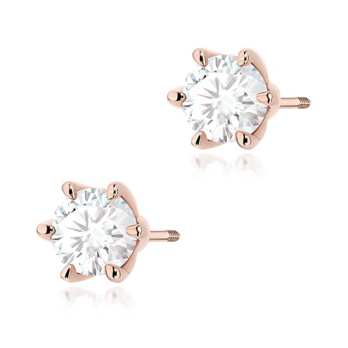 Kolczyki K0575 Diament 2 x 1.00ct różowe złoto sztyft zakręcany