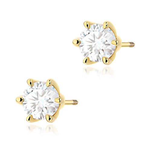 Náušnice K0575 Diamant 2 x 1.00ct Žluté zlato šroubovací puzeta